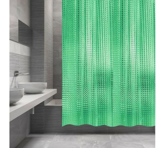Изображение товара Занавеска FASHUN 3D Peva/Полиэтилен 180cm/200cm светло-зелёный A8753