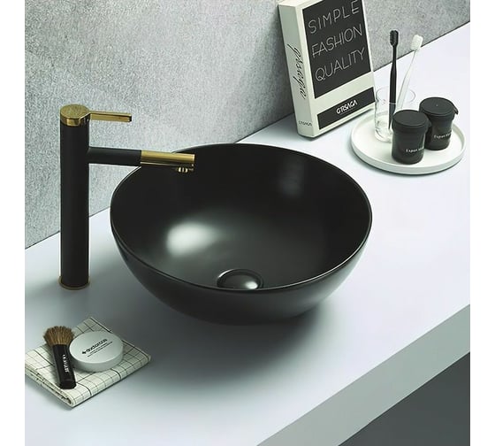 Изображение товара Керамическая накладная раковина Art&Max чёрный матовый, 415x415x155 мм AM-104-MB