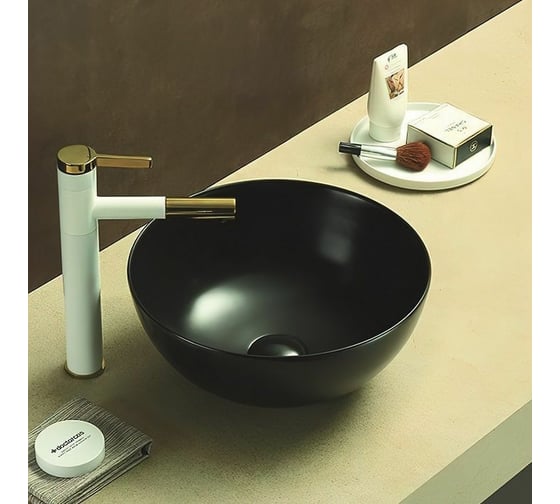 Изображение товара Керамическая накладная раковина Art&Max чёрный матовый, 358x358x155 мм AM-107-MB