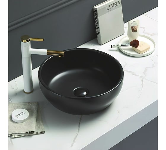 Изображение товара Керамическая накладная раковина Art&Max чёрный матовый, 410x410x145 мм AM-109-MB