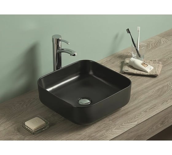 Изображение товара Керамическая накладная раковина Art&Max чёрный матовый, 385x385x135 мм AM-78110-MB