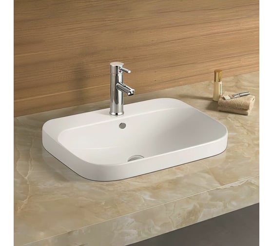 Изображение товара Керамическая полувстраиваемая раковина Art&Max белая, 600x450x160 мм AM-7976