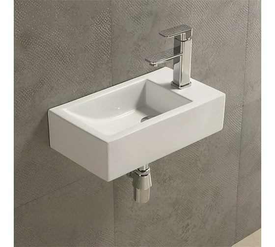 Изображение товара Керамическая раковина Art&Max чаша слева, белая, 450x250x120 мм AM-4849-L