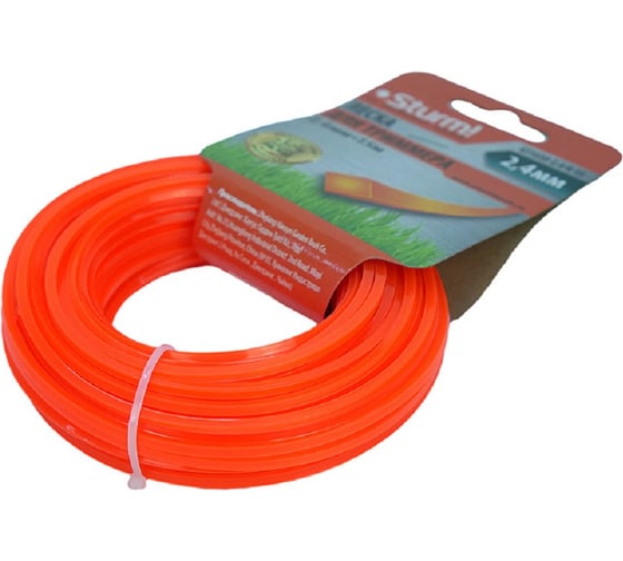 Изображение товара Леска для триммера 2.4 мм, 15 м, квадрат, красный Sturm GT3535-2.4-4-15
