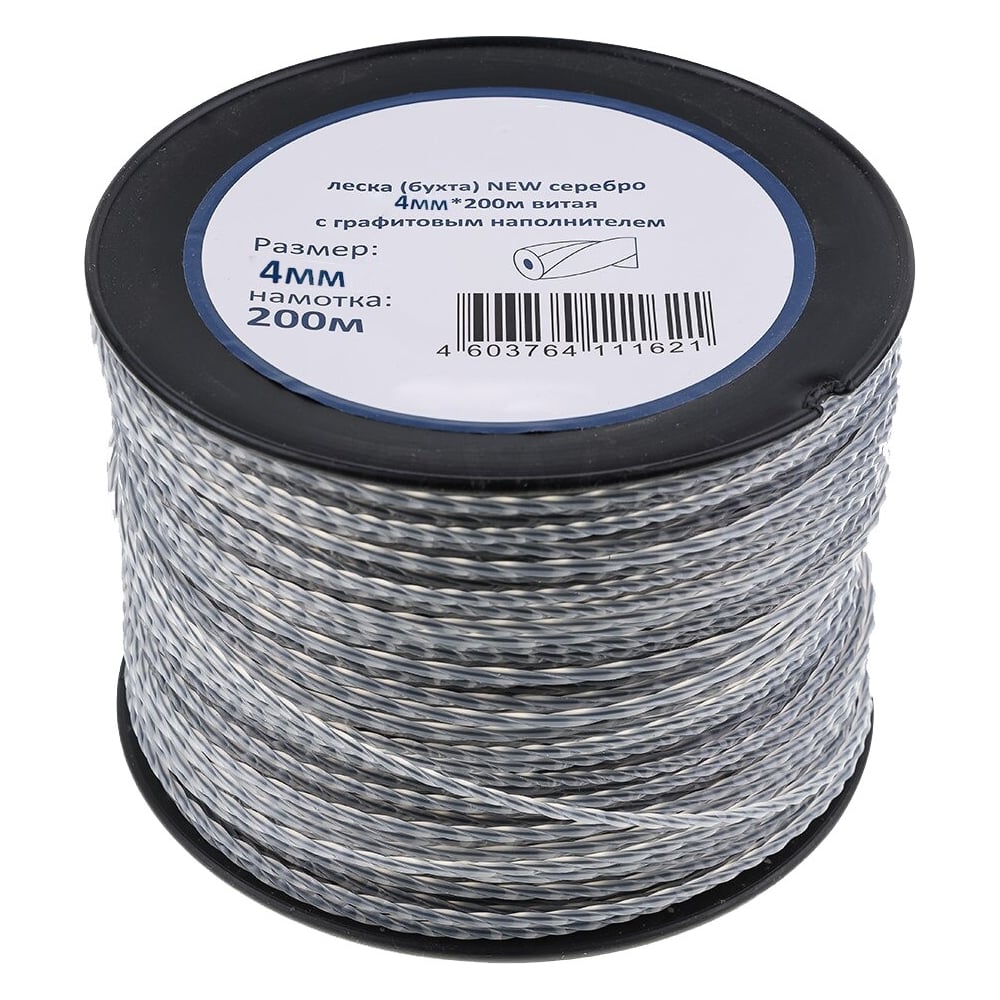 Изображение товара Леска для триммера 4 мм 200 м витая с графитовым сердечником TORGWIN