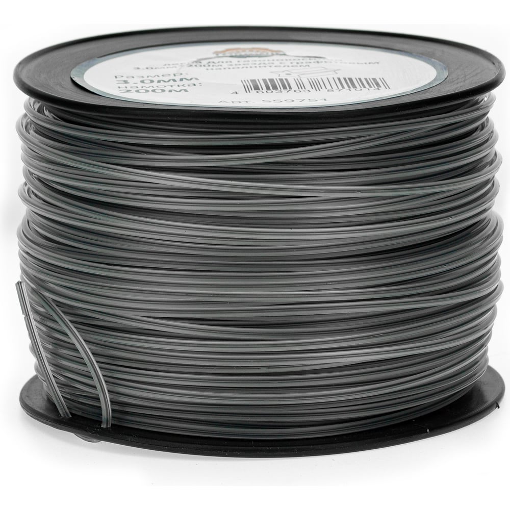 Изображение товара Леска для триммера 3 мм 200 м на катушке серебро TORGWIN S59751