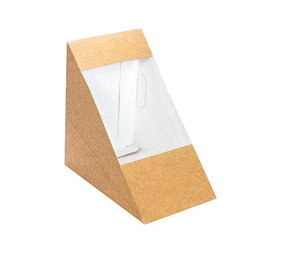 Изображение товара Упаковка для бутербродов, сэндвичей PapStar ДхШхВ 123x123x82 мм треугольная крафт PS-85690