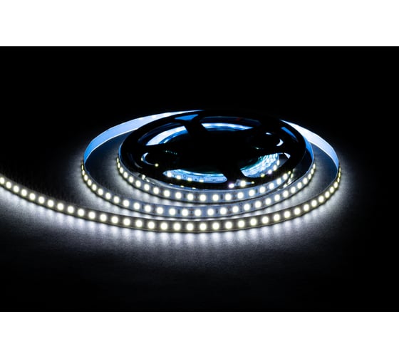 Изображение товара Светодиодная лента OGM 12В, 9,6Вт/м, smd2835, 120д/м, ip20, 7лм/чип, подложка 8мм, 5м, 6500к. / LSE-258