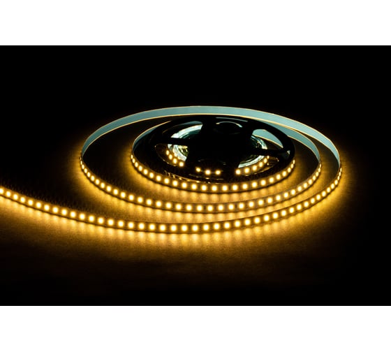 Изображение товара Светодиодная лента OGM 12В, 9,6Вт/м, smd2835, 120д/м, ip20, 7лм/чип, подложка 8мм, 5м, 3000к. / LSE-256