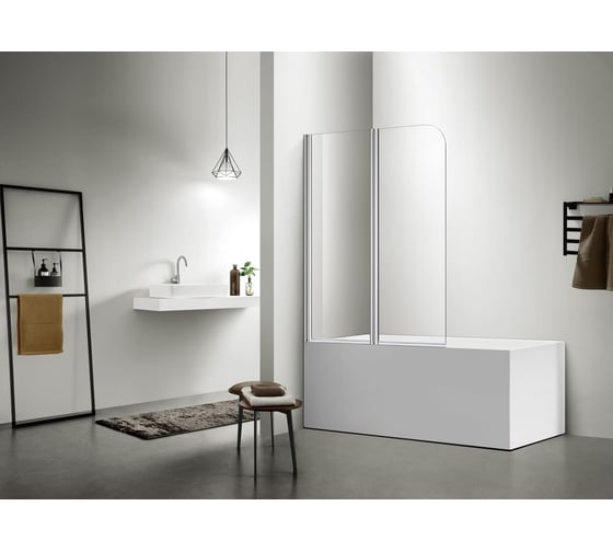 Изображение товара Шторка на ванну Aquatek AQ NFB 6222-100 двухэлементная, поворотная, 1000x1500 мм, профиль хром, прозрачное стекло 00000124175