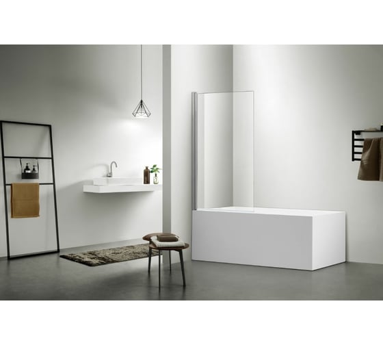 Изображение товара Шторка на ванну Aquatek AQ NAP 6211-80 одноэлементная, поворотная, 800x1500 мм, профиль хром, прозрачное стекло 00000124174