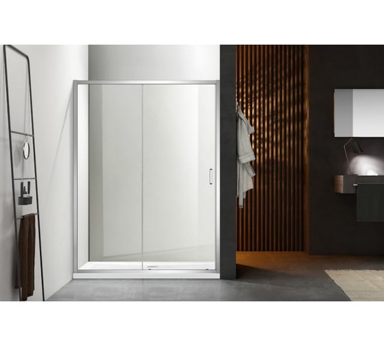 Изображение товара Душевая дверь Aquatek AQ NAA 6121-120 двухэлементная, раздвижная, 1200x2000 мм, профиль хром, прозрачное стекло 00000124168