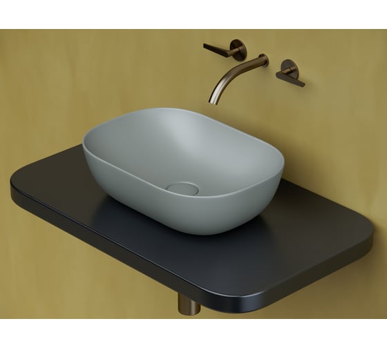 Изображение товара Умывальник Ceramicanova Element чаша накладная, прямоугольный, антрацит матовый, 455х325х135 мм CN6009MH