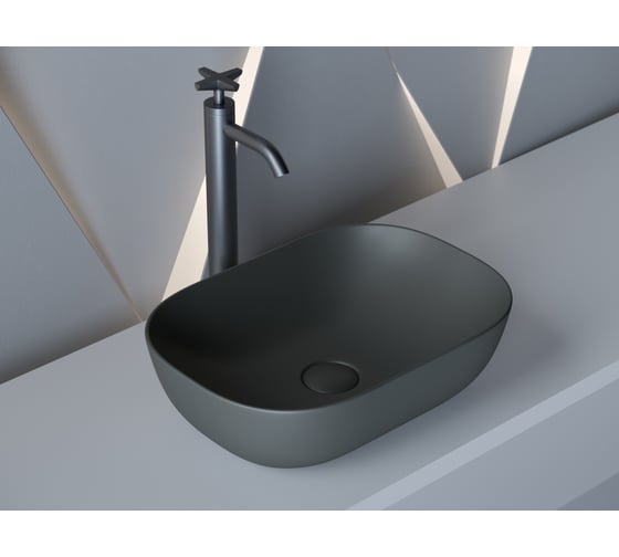 Изображение товара Умывальник Ceramicanova Element чаша накладная, прямоугольный, темный антрацит матовый, 455х325х135 мм CN6009MDH
