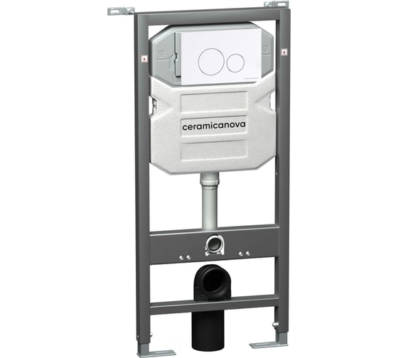 Изображение товара Система инсталляции для унитазов Ceramicanova Envision с кнопкой смыва Round, белая, с креплениями CN1001W