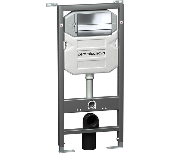 Изображение товара Система инсталляции для унитазов Ceramicanova Envision с кнопкой смыва Flat, хром, с креплениями CN1002CH