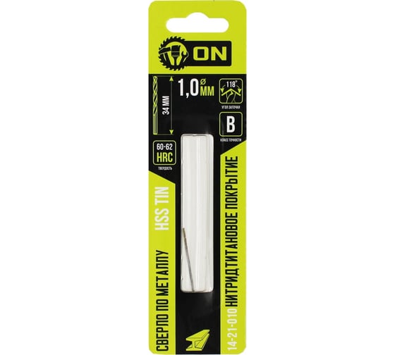 Изображение товара Сверло по металлу HSS TIN 1x34 мм, нитридтитановое покрытие On 14-21-010