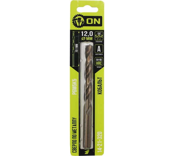 Изображение товара Сверло по металлу Р6М5К5 Кобальт 12x151 мм On 14-21-320