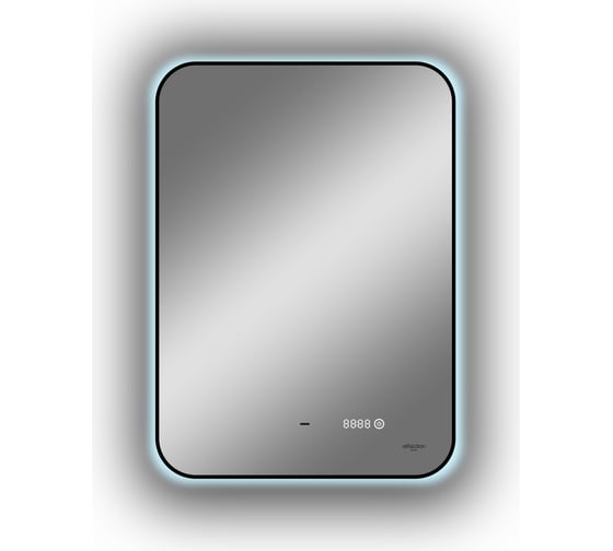 Изображение товара Зеркало Reflection Black view с фоновой подсветкой, бесконтактным сенсором, диммером, часами, черной окантовкой, 500x700 RF4001BV