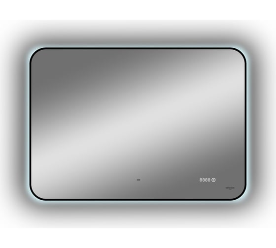Изображение товара Зеркало Reflection Black view с фоновой подсветкой, бесконтактным сенсором, диммером, часами, черной окантовкой, 1000x700 RF4004BV