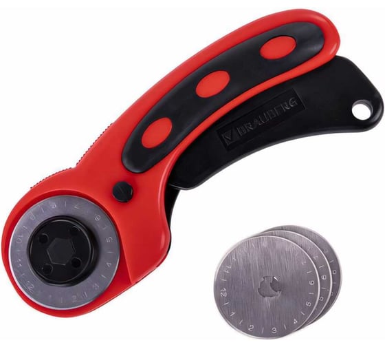 Изображение товара Раскройный роликовый нож BRAUBERG Professional 45 мм, 4 лезвия в комплекте, резиновые вставки 238088