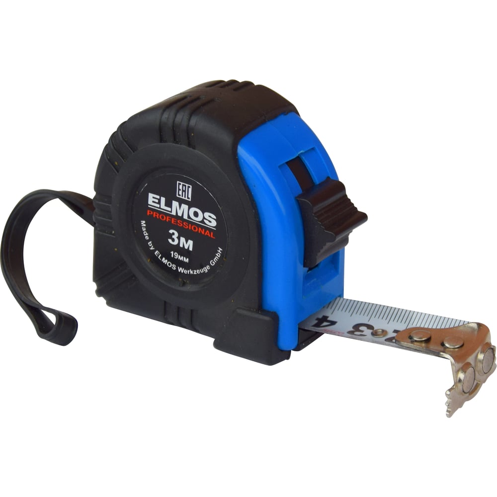 Изображение товара Рулетка Elmos 3 м 19 мм магнит обрезиненный пластик профессиональная