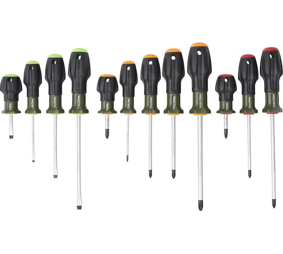 Изображение товара Набор отверток Дело Техники c трехкомпонентными рукоятками SL, PH, PZ, 12штук 728125