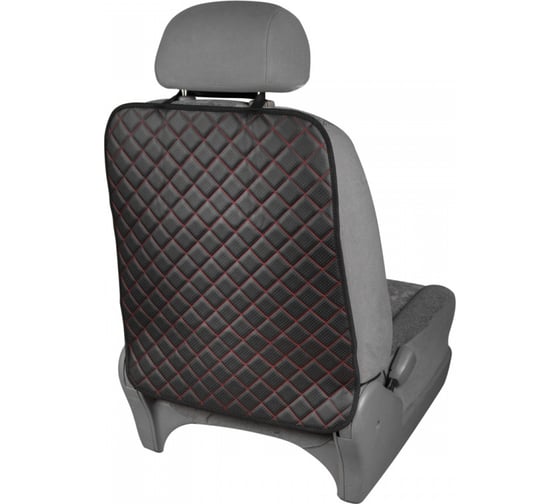 Изображение товара Защита спинки сиденья SKYWAY 60х50 см, кожа иск. перф., черная, строчка красная S06101032