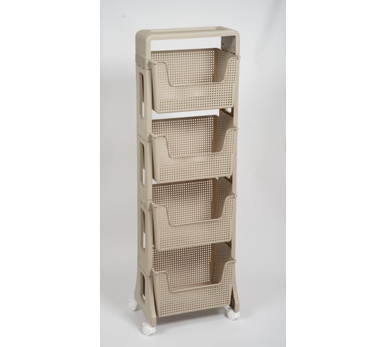 Изображение товара Этажерка Violet Лофт напольная, 4-х ярусная, на колесах, латте 770420