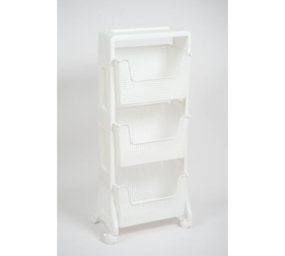 Изображение товара Этажерка Violet Лофт напольная, 3-х ярусная, на колесах, белая 770306
