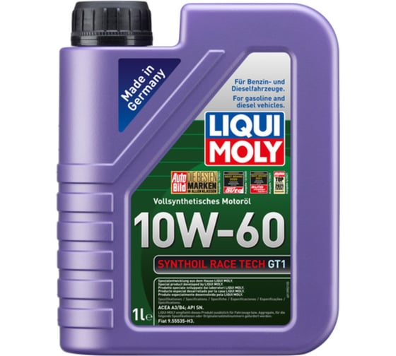 Изображение товара Моторное масло LIQUI MOLY Synthoil Race Tech GT1 синтетическое, 10W-60, SN, A3/B4, 1 л 8908