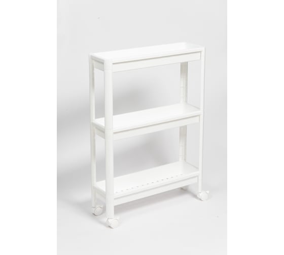Изображение товара Этажерка Violet VIKEA узкая, 3-х ярусная, на колесах, белая 782306