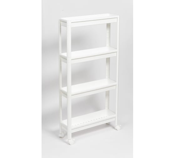 Изображение товара Этажерка Violet VIKEA узкая, 4-х ярусная, на колесах, белая 782406