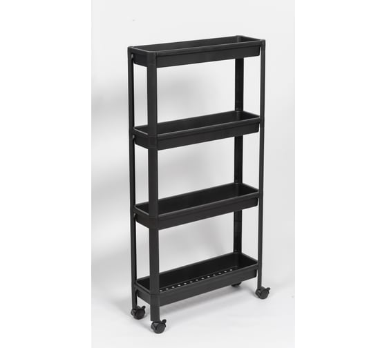 Изображение товара Этажерка Violet VIKEA узкая, 4-х ярусная, на колесах, черная 782407
