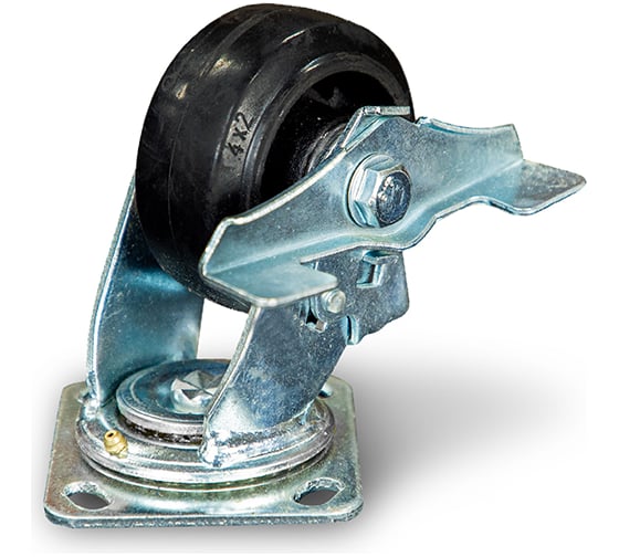 Изображение товара Колесо большегрузное поворотное SCdb 42 100 мм обрезиненное с тормозом (N) TOR 1024159