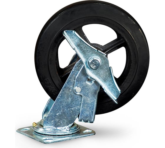 Изображение товара Колесо большегрузное поворотное SCdb 80 200 мм обрезиненное с тормозом (N) TOR 1024162