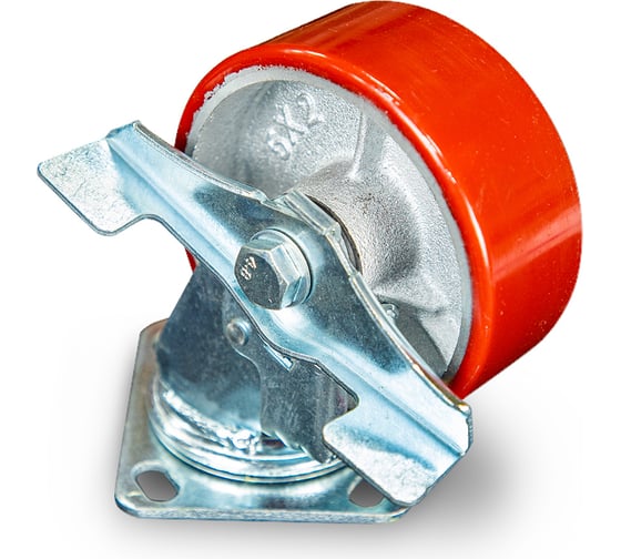 Изображение товара Колесо большегрузное поворотное SCpb 55 (125 мм; полиуретан; с тормозом (N) TOR 1024152