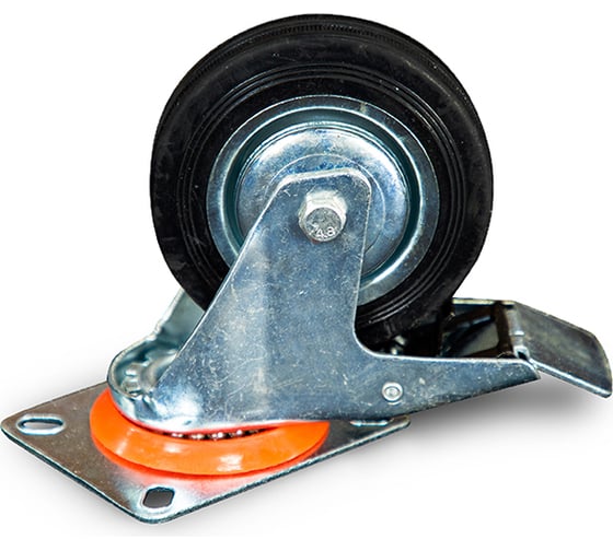 Изображение товара Колесо поворотное резина SCb 42 100 мм с тормозом (N) TOR 1024166