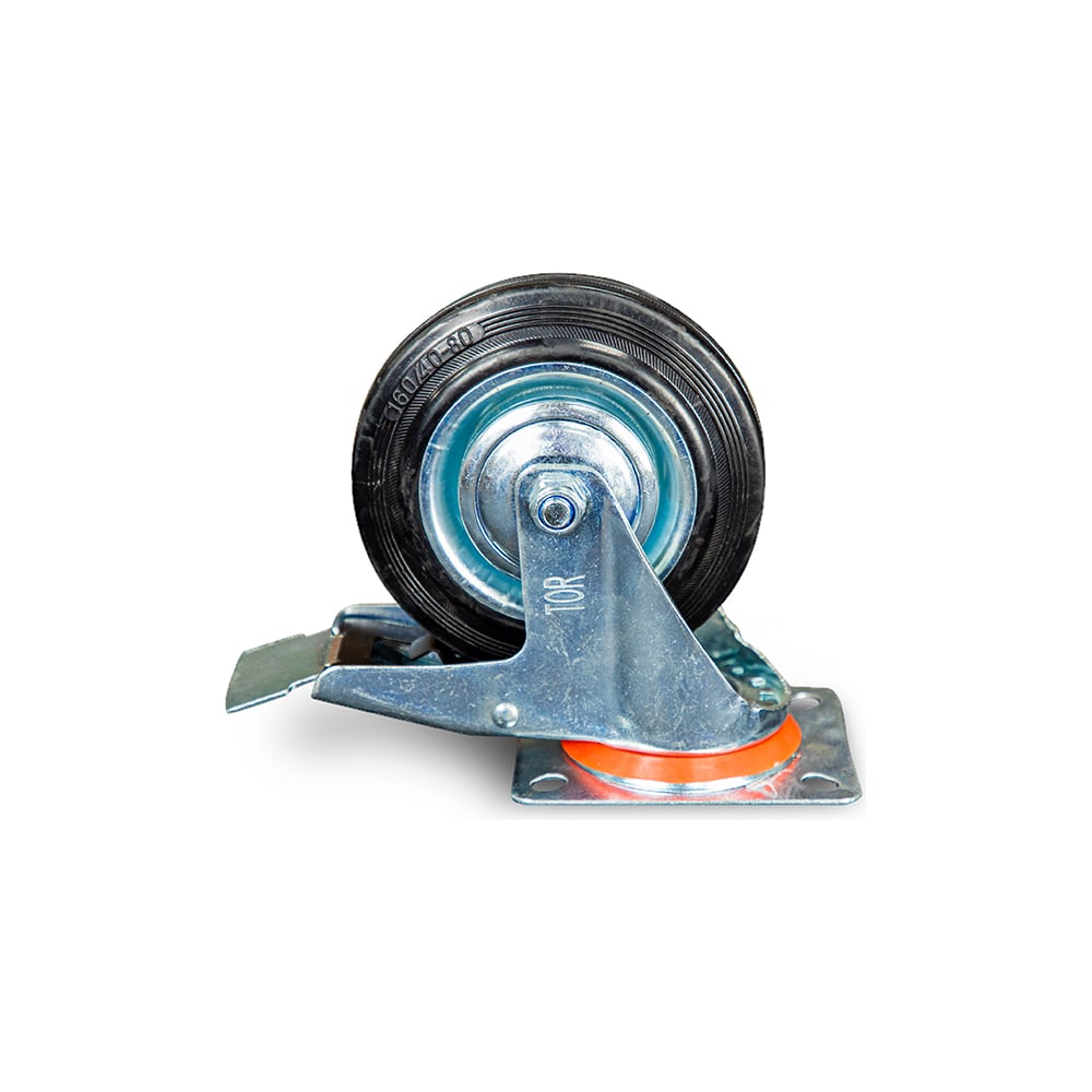 Поворотное колесо TOR колесо с вращающейся опорой nl пластиной крепления и передним тормозом 150 мм 220 кг tellure rota 606604