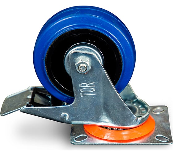 Изображение товара Колесо поворотное резина SRCLb 42 100 мм с тормозом (N) TOR 1024207