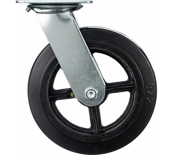 Изображение товара Колесо поворотное (200 мм; игольчатый подшипник; грузоподъемность 240 кг; чугун; резина) СТЕЛЛА-ТЕХНИК N29200