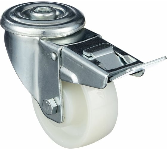 Изображение товара Колесо поворотное с отверстием 12 мм и тормозом (100 мм; подшипник скольжения; грузоподъемность 250 кг; полиамид) СТЕЛЛА-ТЕХНИК N45100PNYDB