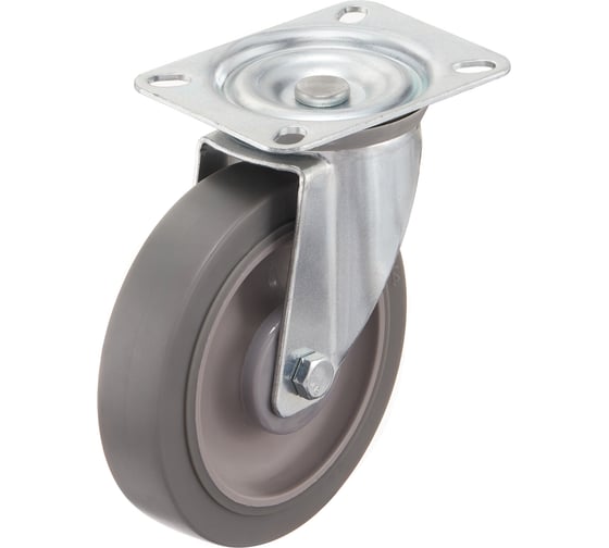 Изображение товара Колесо поворотное (125 мм; грузоподъемность 140 кг; термопластичная серая резина; полипропилен) СТЕЛЛА-ТЕХНИК N48125TPR
