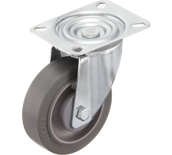 Изображение товара Колесо поворотное (100 мм; грузоподъемность 100 кг; термопластичная серая резина; полипропилен) СТЕЛЛА-ТЕХНИК N48100TPR