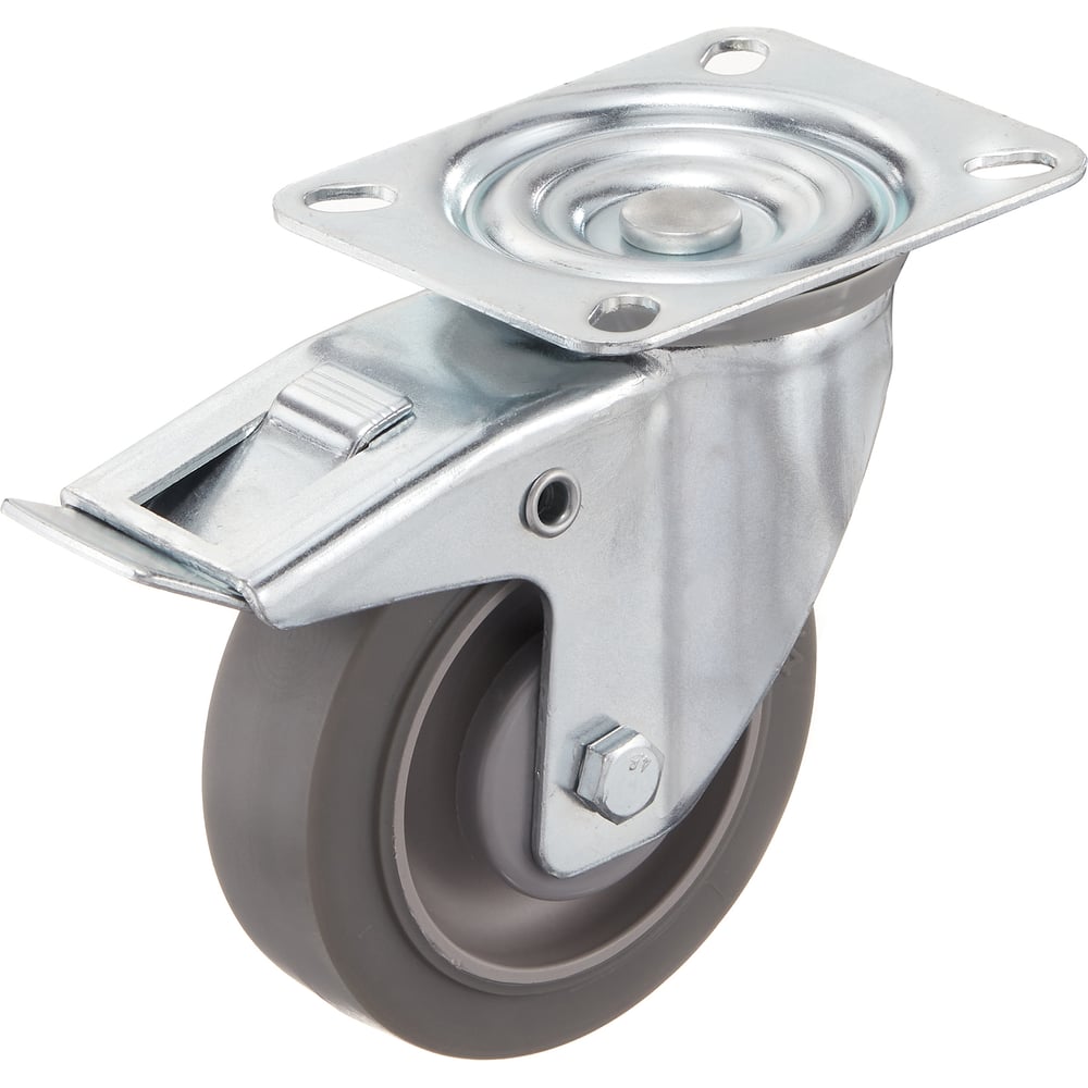 Изображение товара Поворотное колесо с тормозом 100 мм грузоподъемность 100 кг промышленные колеса