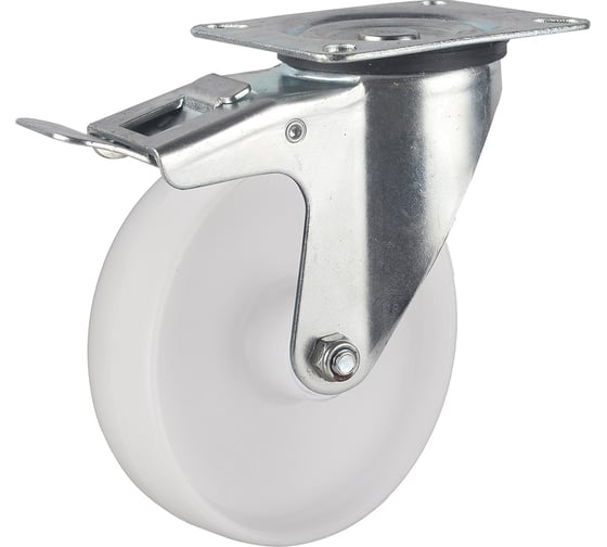 Изображение товара Колесо поворотное с тормозом (80 мм; подшипник скольжения; грузоподъемность 200 кг; полиамид) СТЕЛЛА-ТЕХНИК N48080PNYB