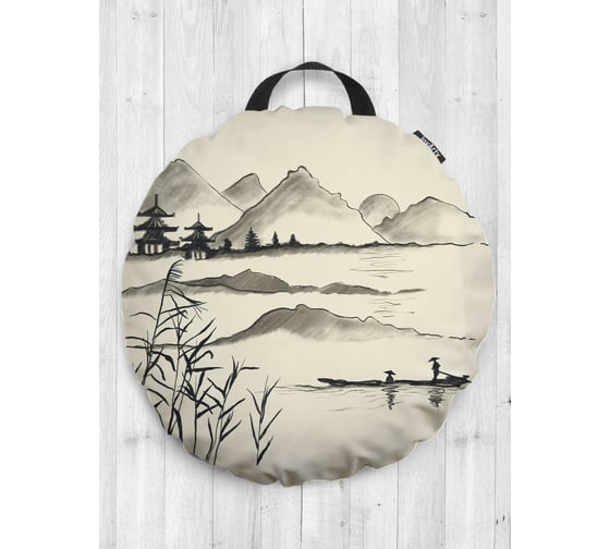 Изображение товара Декоративная подушка-сидушка JOYARTY "Прогулка на лодке в японии", на пол, круглая, 52 см dsfr_389517