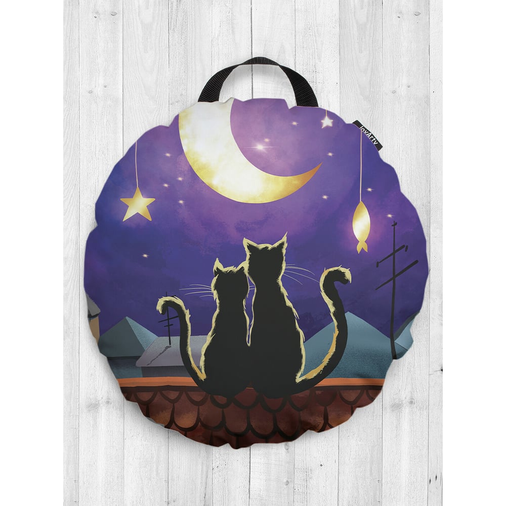 Декоративная круглая подушка-сидушка JOYARTY коты воители звездная тропа роман хантер э