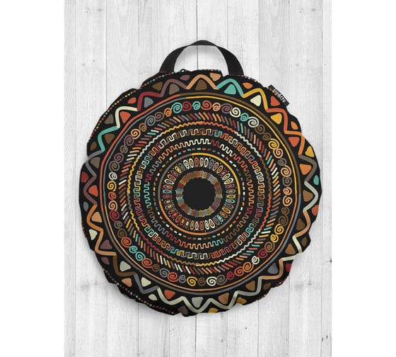 Изображение товара Декоративная подушка-сидушка JOYARTY "Африканские круги", на пол, круглая, 52 см dsfr_414064