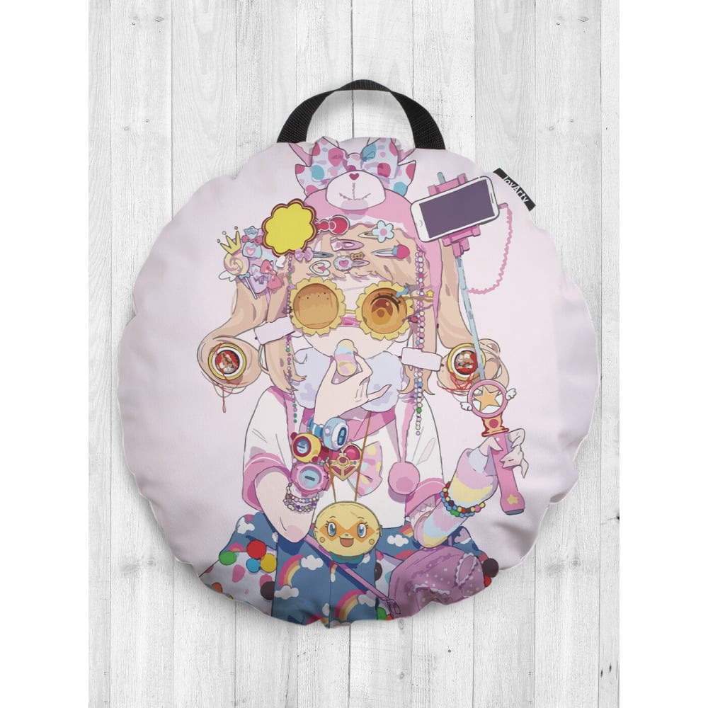 Декоративная круглая подушка-сидушка JOYARTY мягкая игрушка little friend мишка в шапке и шарфе розовый